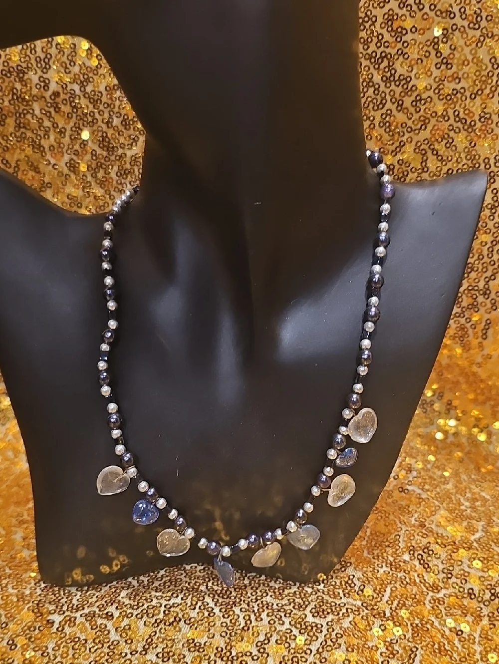 Stylish Silver And Blue Bead And Gem Jewlery Set - Picture 3 of 6